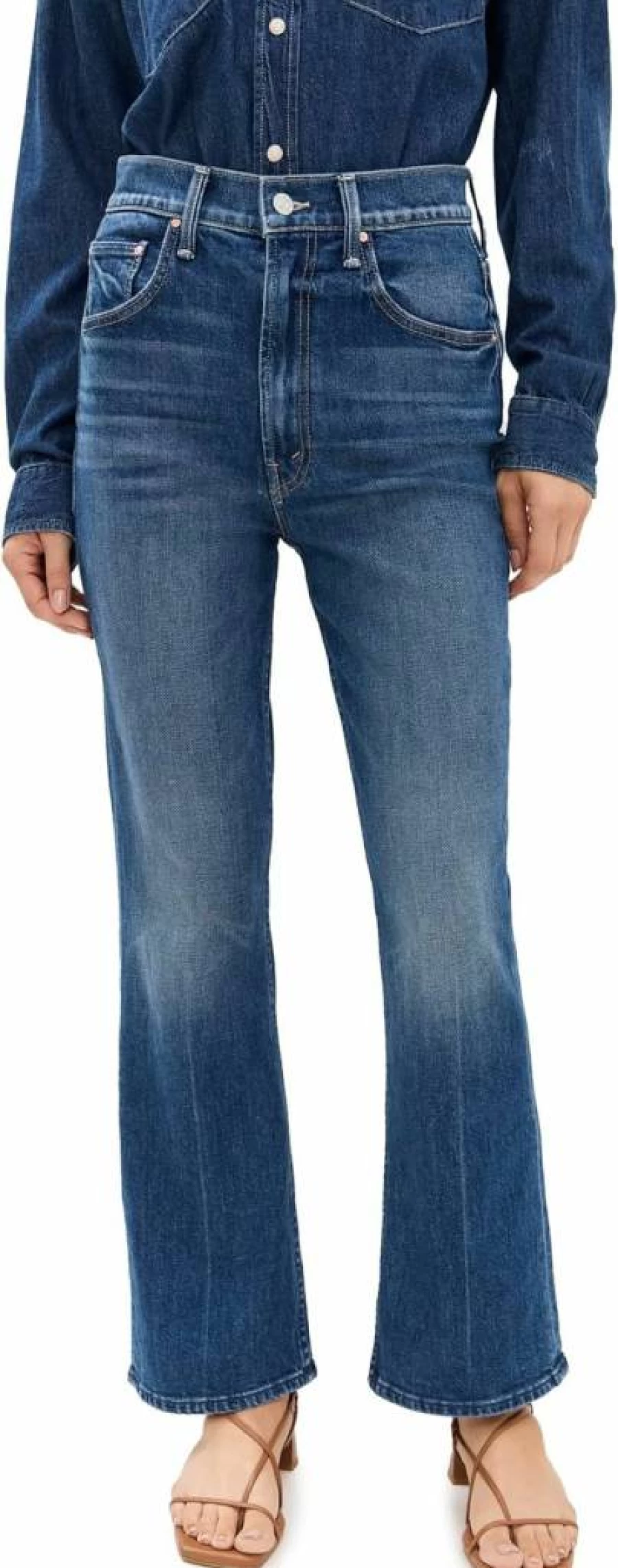 MOTHER Women's Scooter Ankle Jeans - High-Rise Slim Fit Stretch Denim Pants