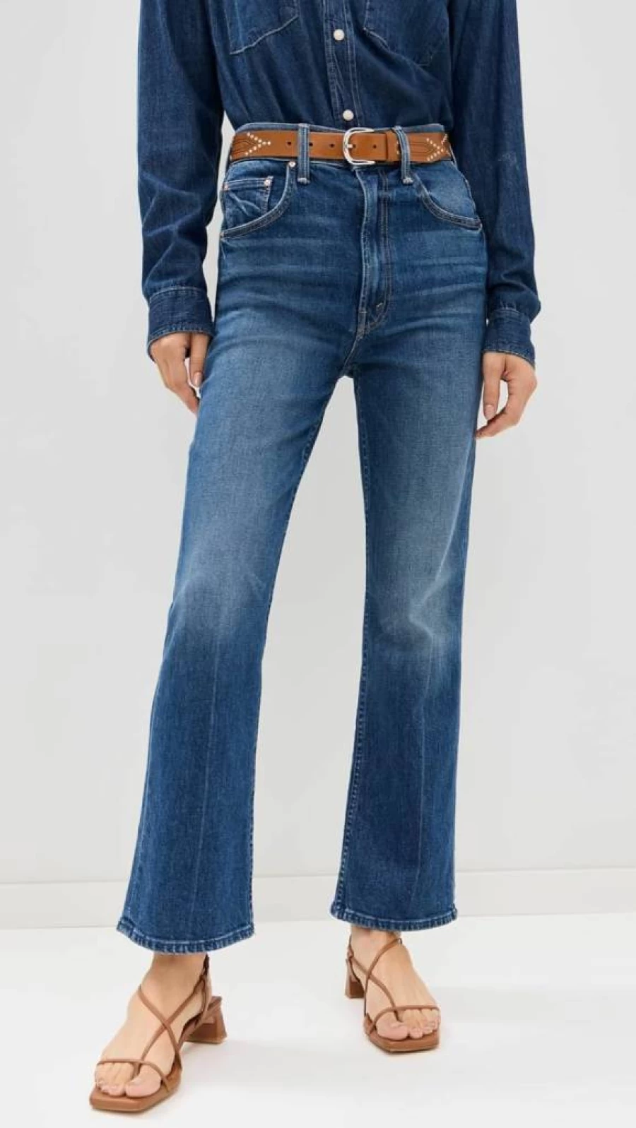 MOTHER Women's Scooter Ankle Jeans - High-Rise Slim Fit Stretch Denim Pants