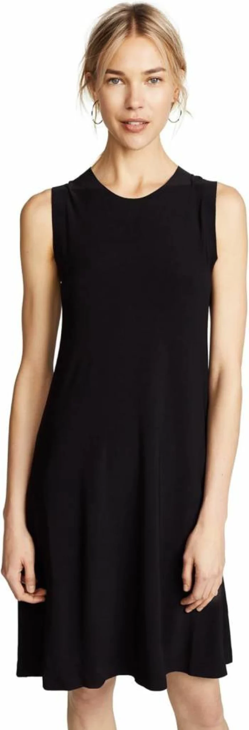 Norma Kamali Women's Sleeveless Swing Dress - XS, Minimalist A-Line Shift Dress, Casual Summer Mini Dress