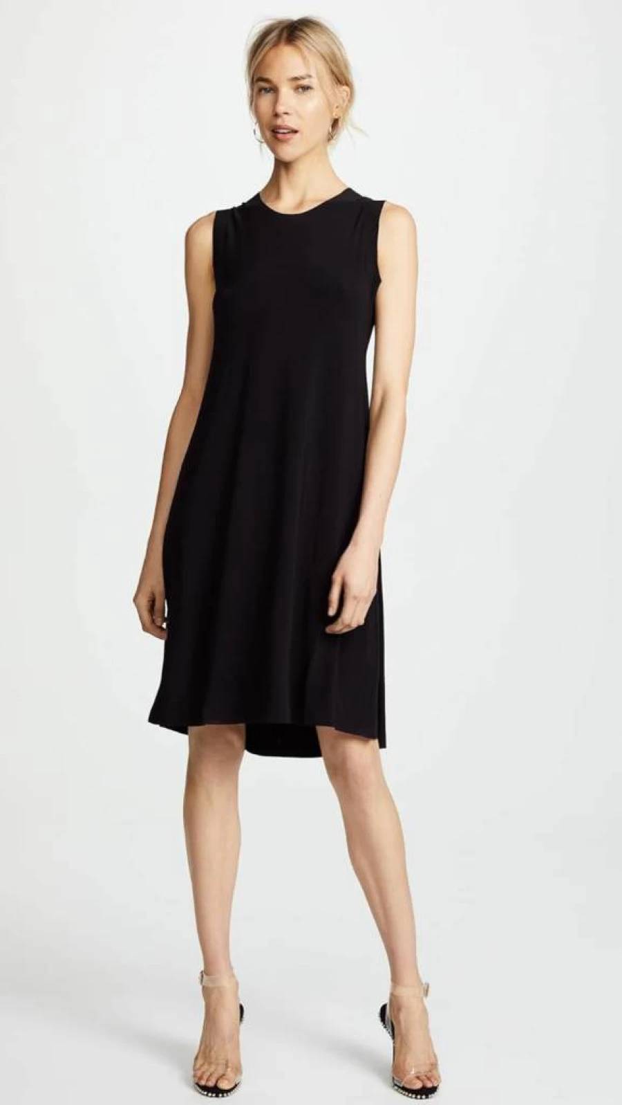 Norma Kamali Women's Sleeveless Swing Dress - XS, Minimalist A-Line Shift Dress, Casual Summer Mini Dress