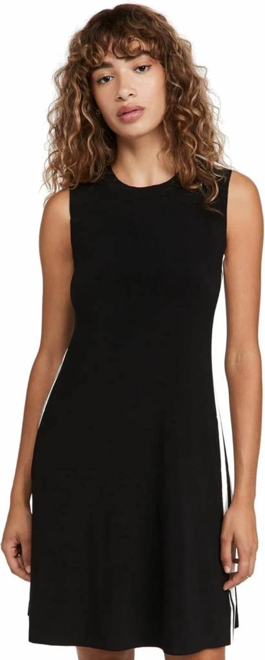 Norma Kamali Women's Striped Sleeveless Swing Dress - Classic Black & White Side Stripe Design