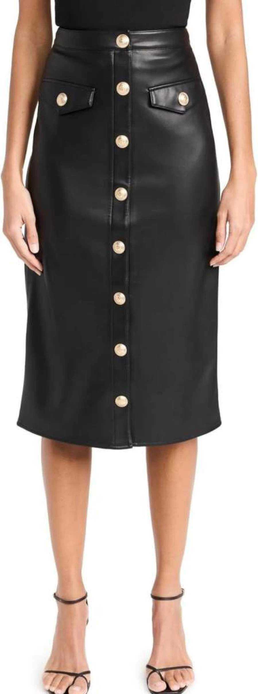 L'AGENCE Women's Milann Midi Skirt - Elegant High-Waist Stretch Denim Skirt for Women