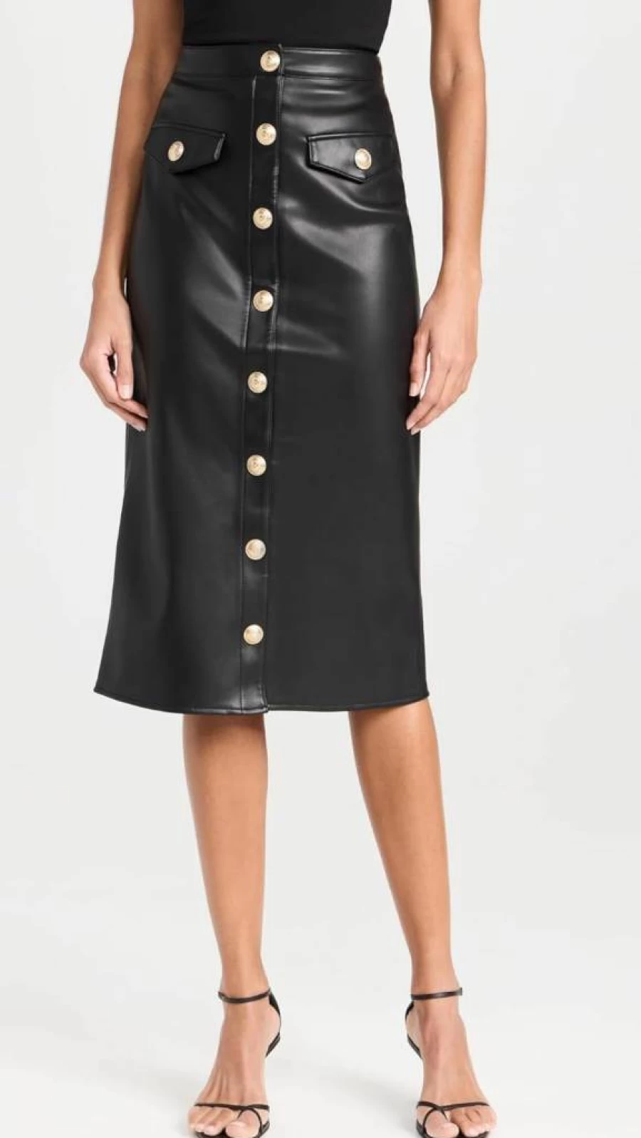 L'AGENCE Women's Milann Midi Skirt - Elegant High-Waist Stretch Denim Skirt for Women