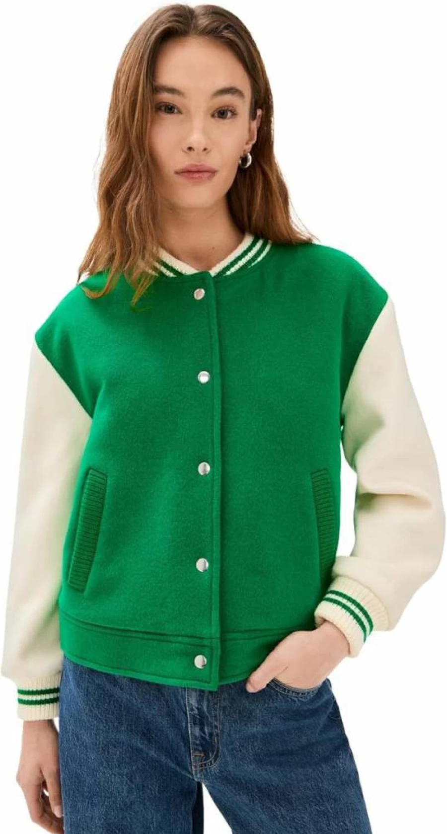 XIRENA Women's Vintage Varsity Jacket - Stylish Baseball Bomber with Classic Letterman Design