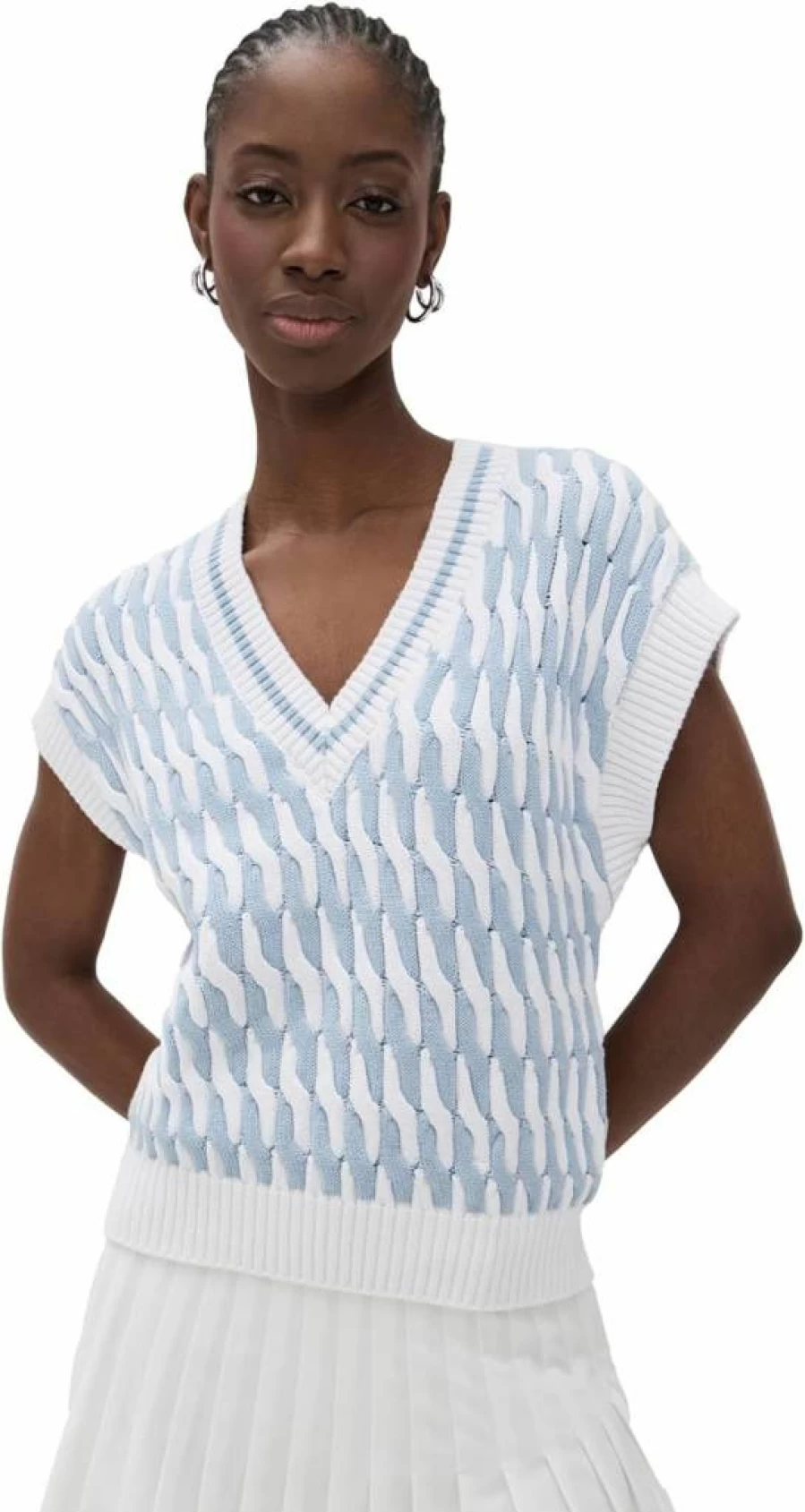 Varley Women's Alfie Cable Knit Vest - Soft Wool Pullover Sweater Vest for Women
