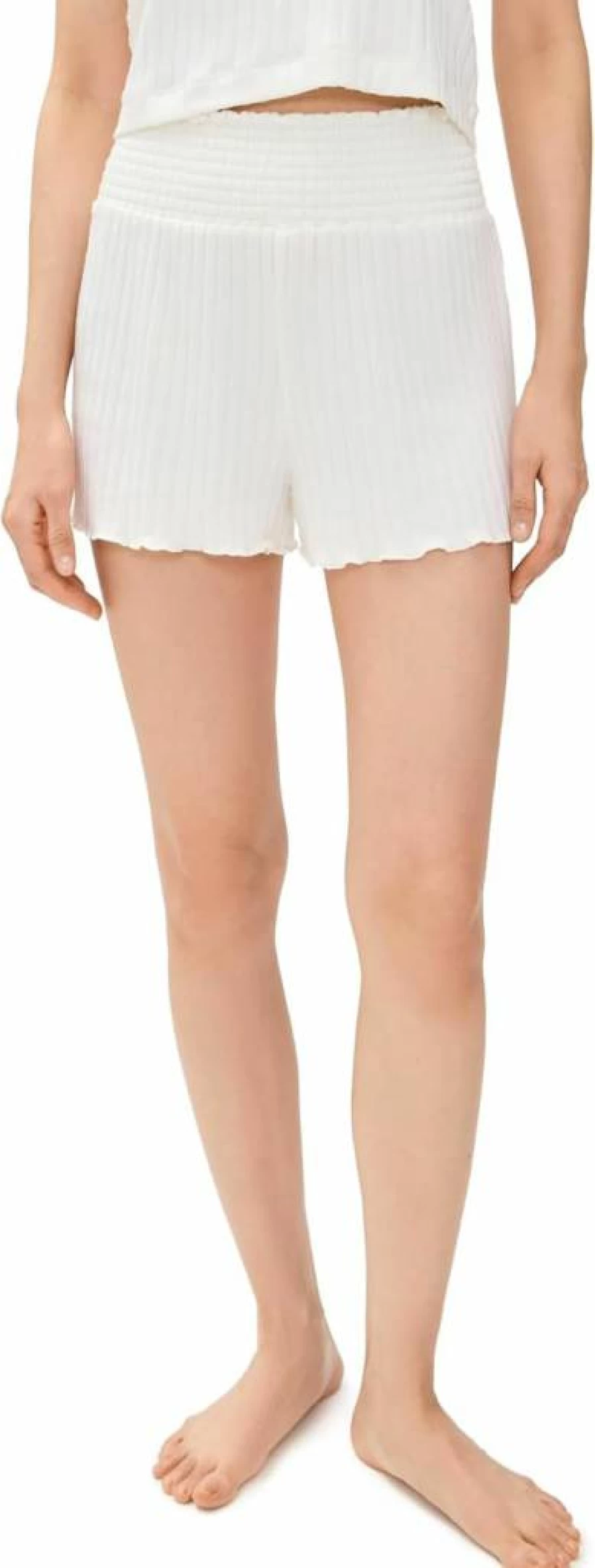 Z SUPPLY Women's Dawn Smocked Ribbed Shorts - High Waist Casual Comfort Stretch