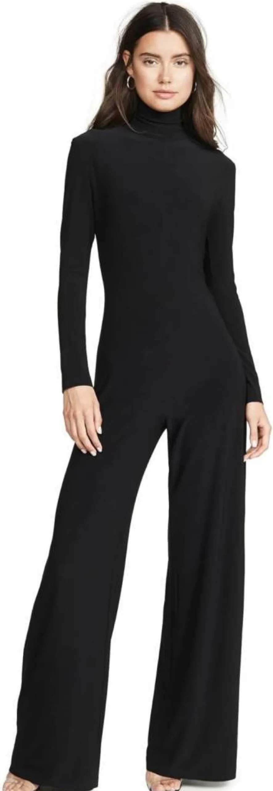 Norma Kamali Women's Long Sleeve Turtleneck Jumpsuit - Elegant One-Piece Romper with High Neck