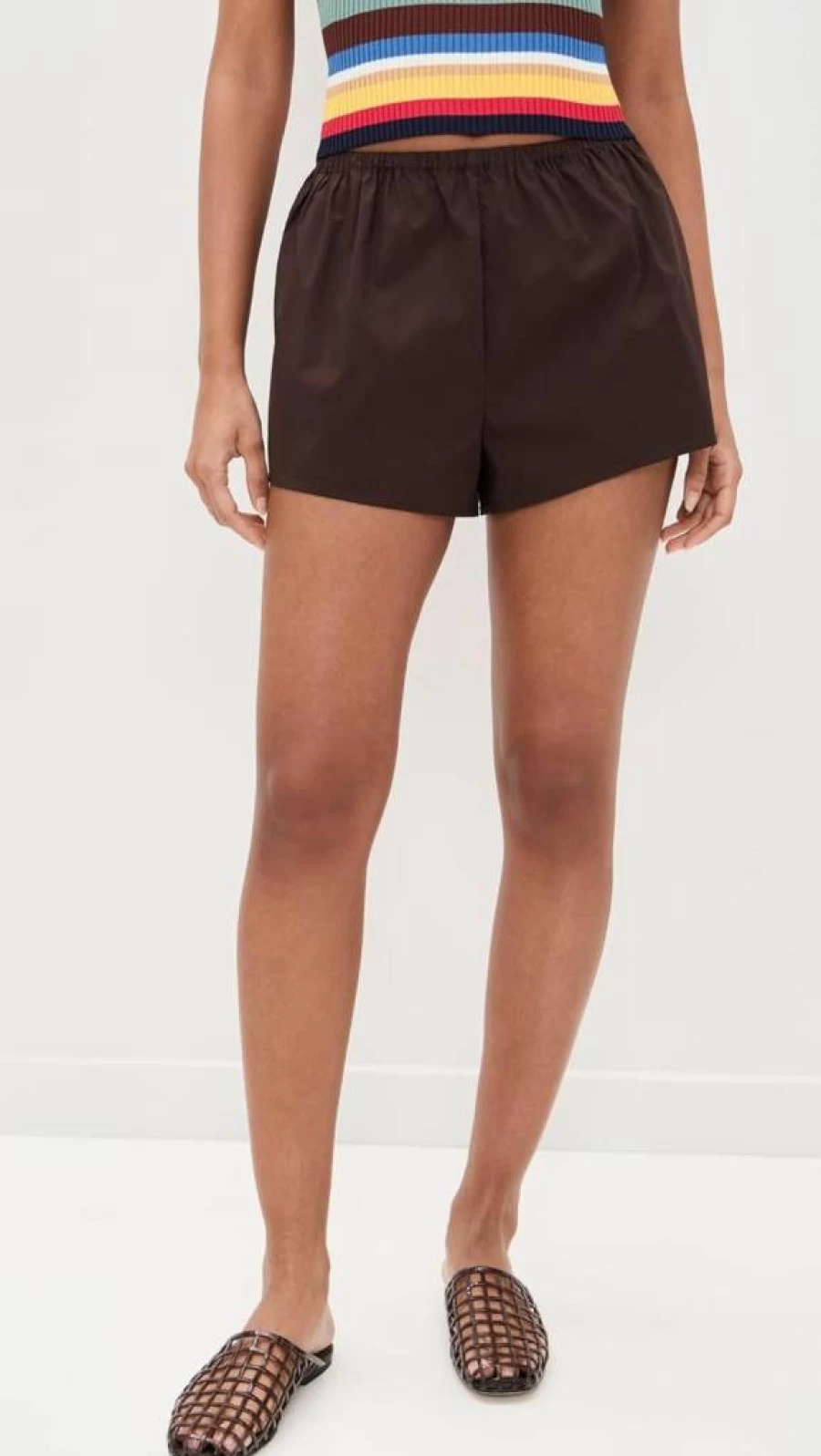 STAUD Women's High-Waisted Paddle Shorts - Comfortable Swimwear for Active Lifestyles