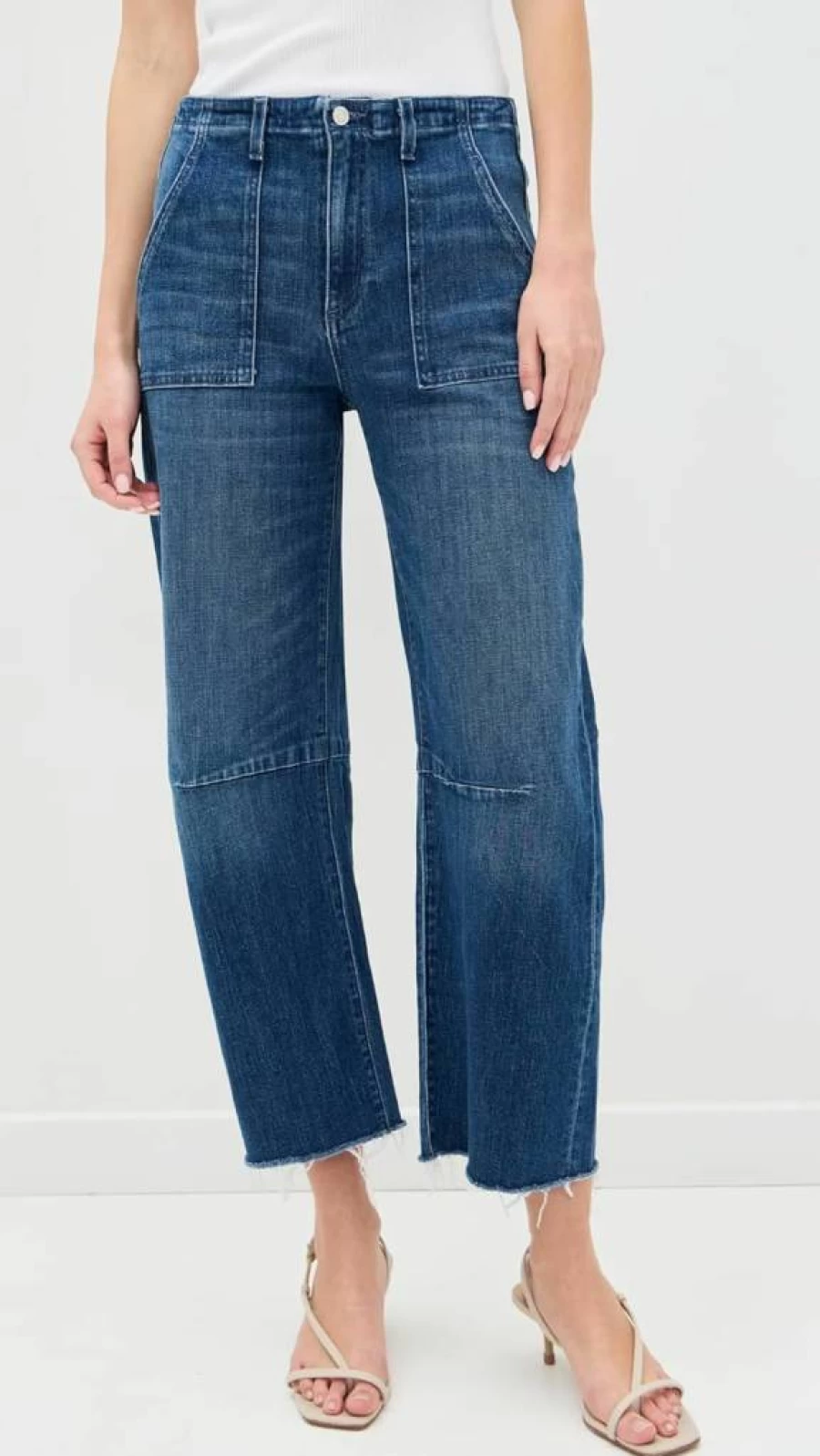 LE JEAN Women's High-Rise Utility Jeans with Soft Barrel Leg for Comfort and Style