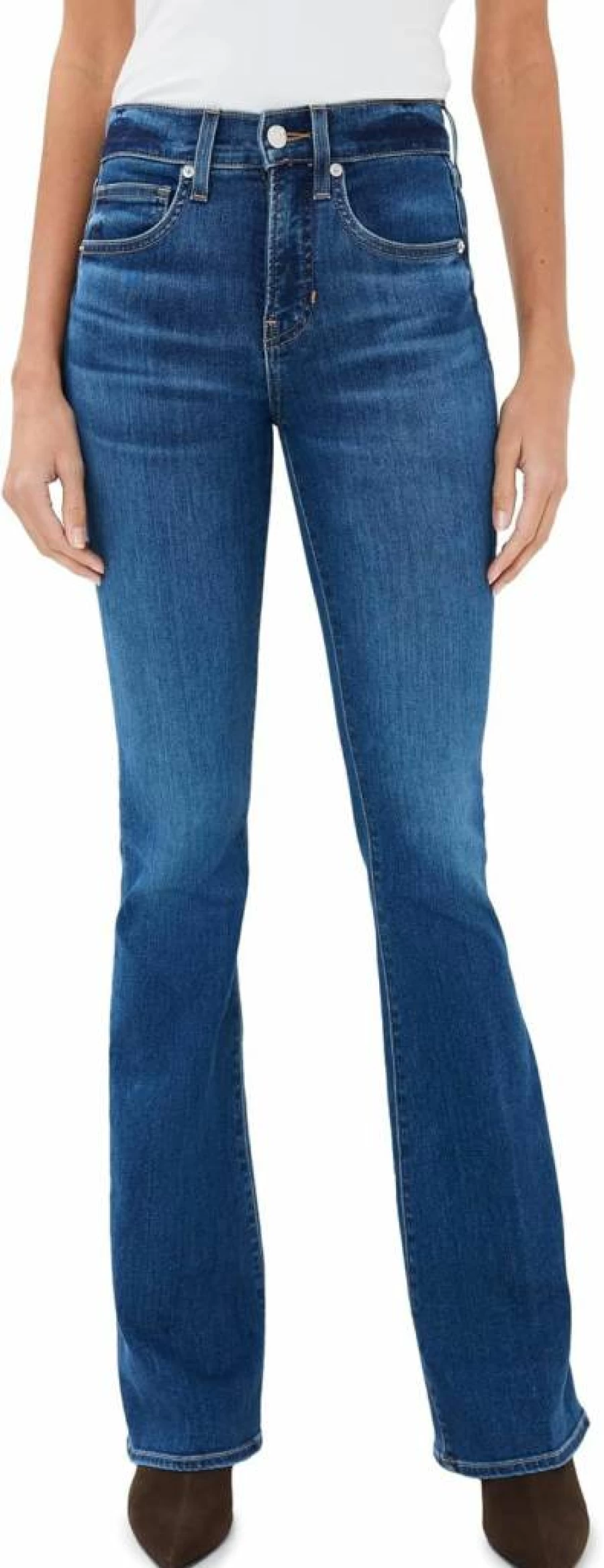 Veronica Beard Jean Women's Beverly High Rise Skinny Flare Jeans | Slim Fit Stretch Denim Pants