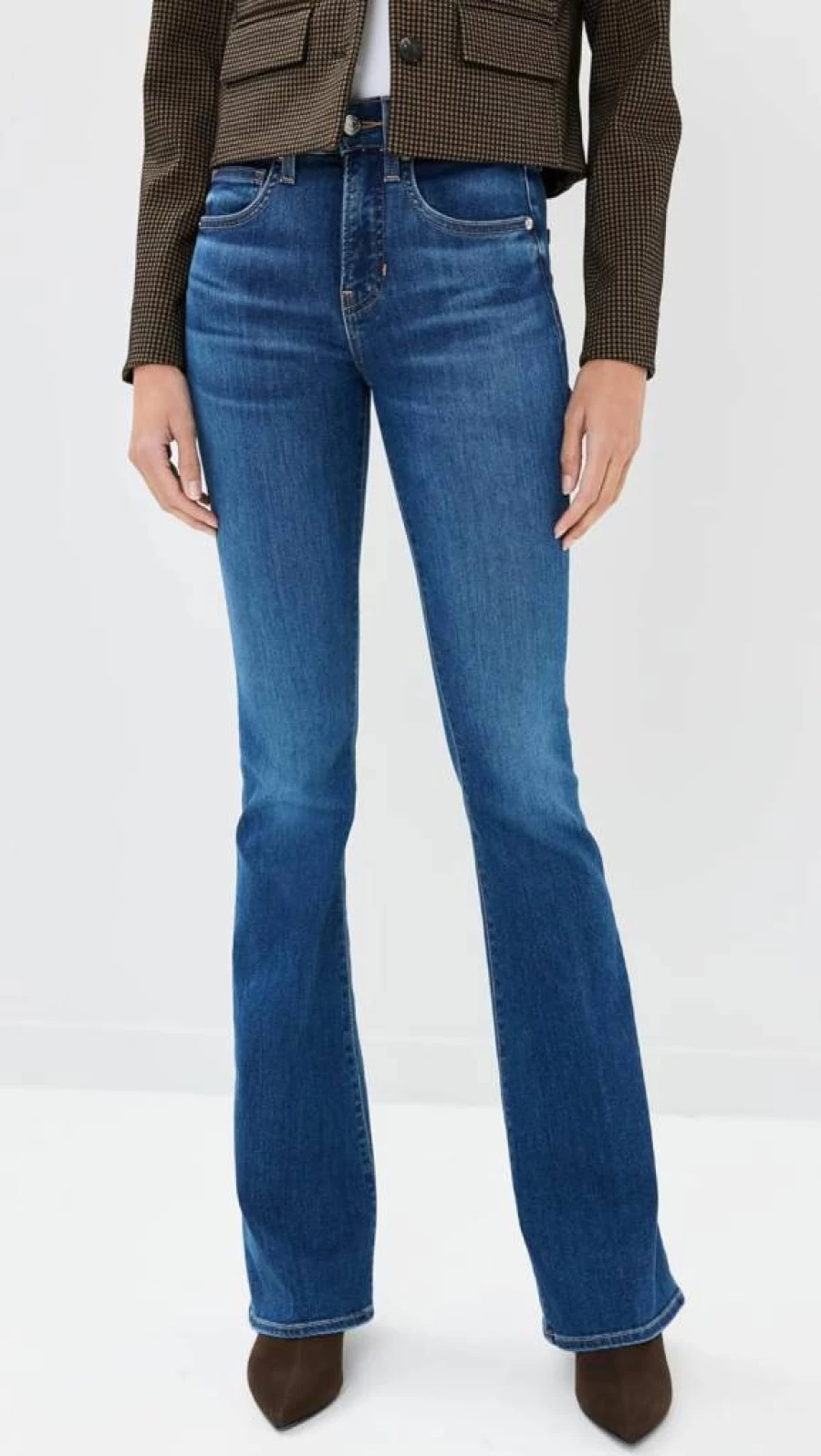 Veronica Beard Jean Women's Beverly High Rise Skinny Flare Jeans | Slim Fit Stretch Denim Pants