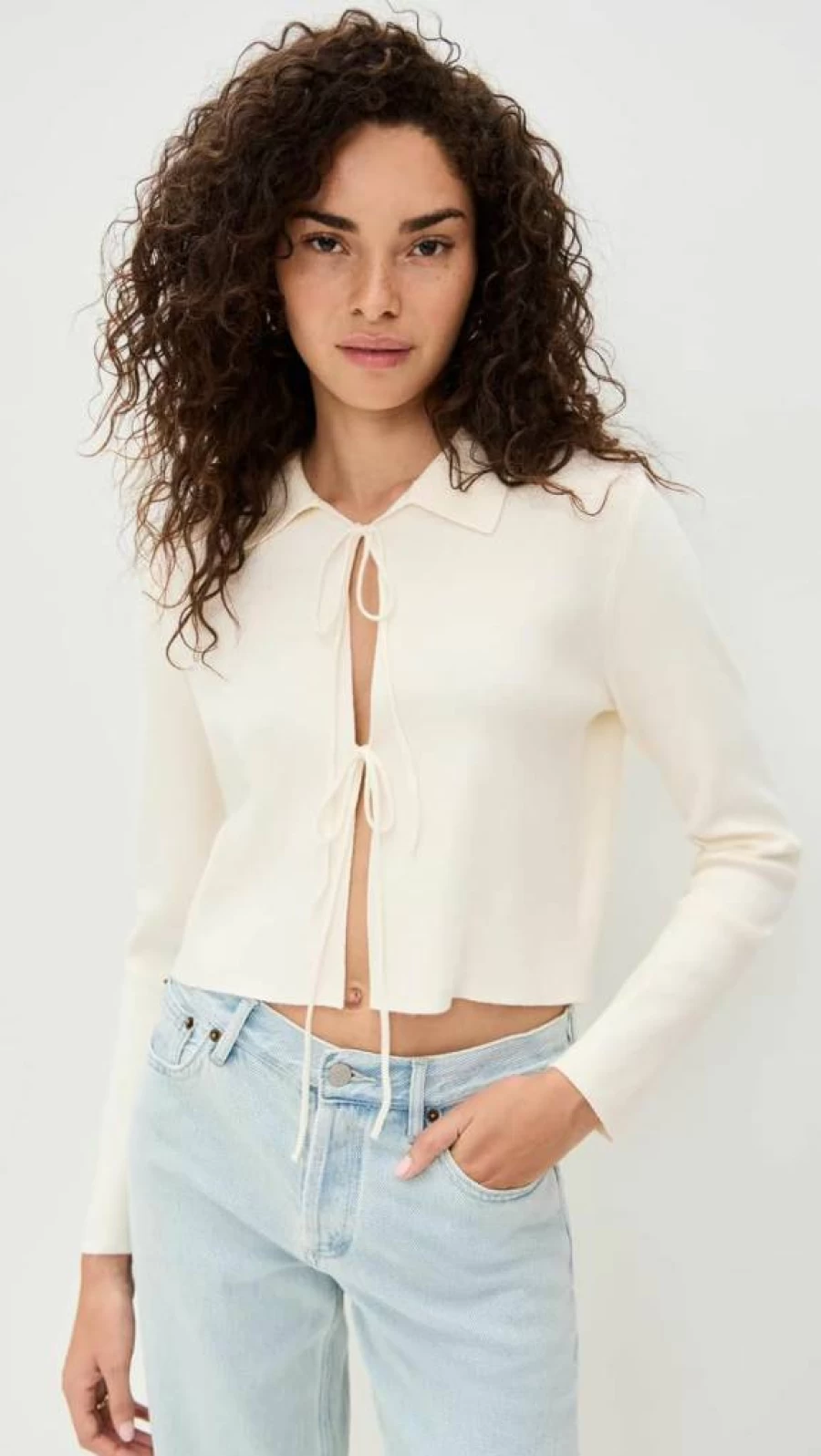 Line & Dot Women's Anouk Knit Sweater with Tie Detail - Stylish Casual Top