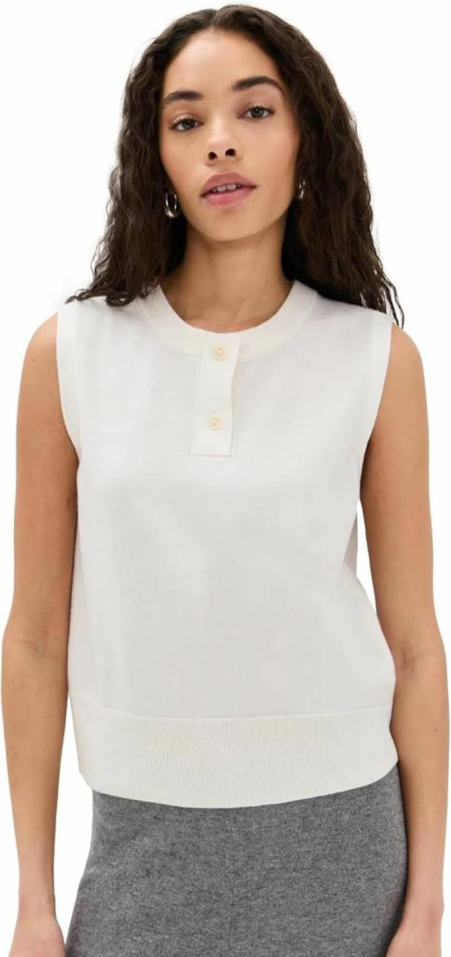 Vince Women's Henley Crew Neck Top Shell Soft Stretch Casual Shirt