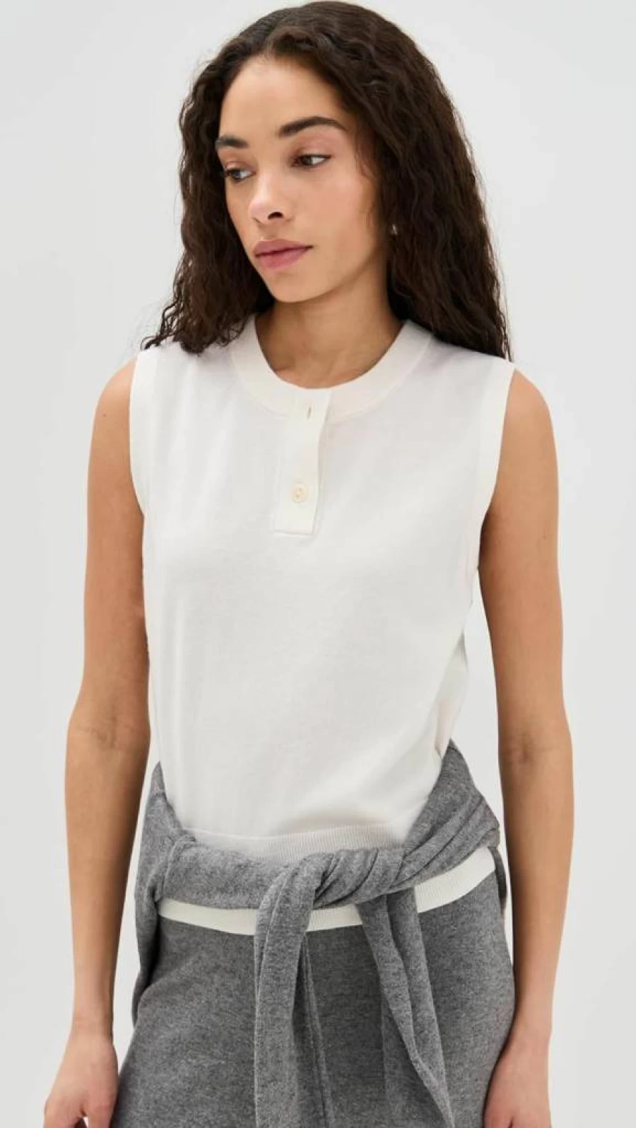 Vince Women's Henley Crew Neck Top Shell Soft Stretch Casual Shirt