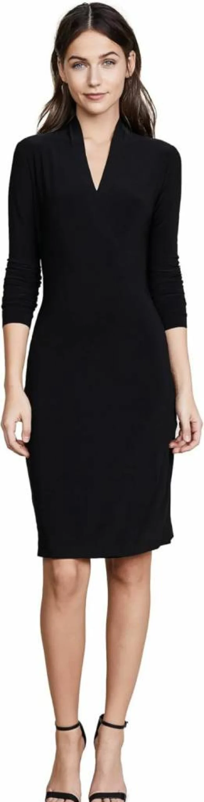 Norma Kamali Women's Side Draped Long Sleeve Dress Elegant Evening Gown