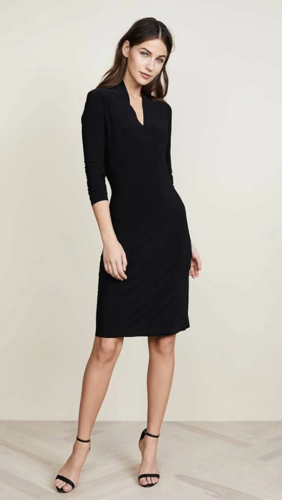 Norma Kamali Women's Side Draped Long Sleeve Dress Elegant Evening Gown