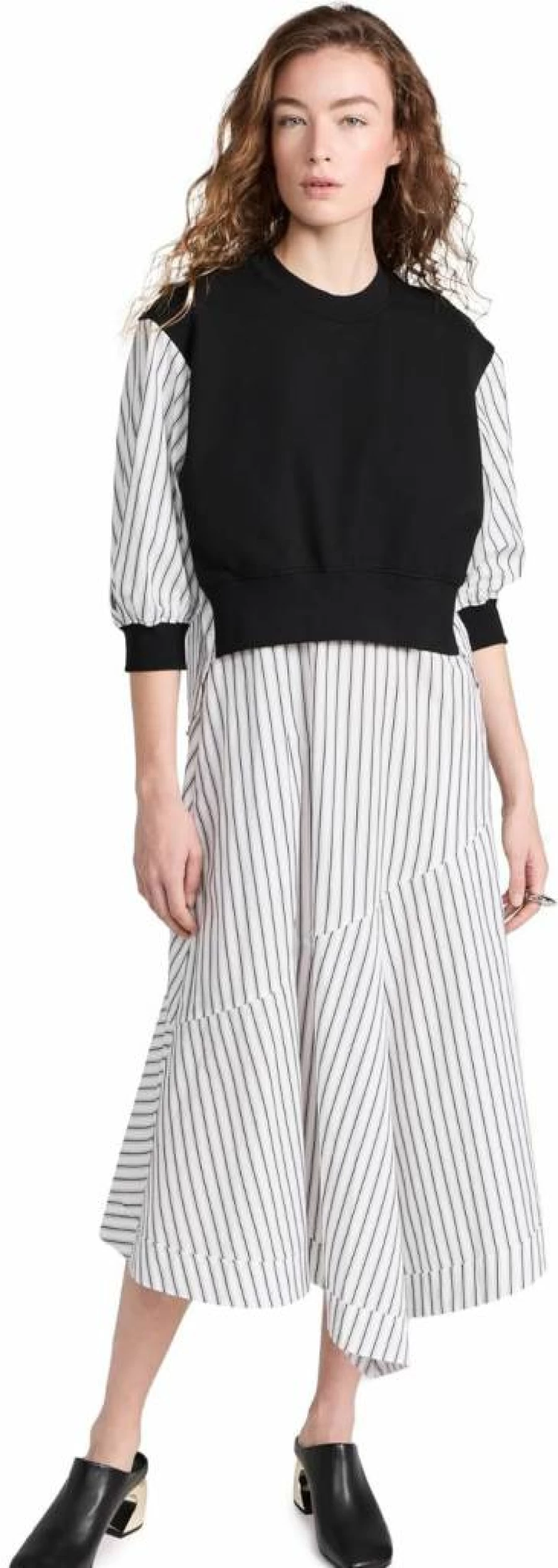 3.1 Phillip Lim Women's Drop Sleeve Sweatshirt Dress - Tear Detail Combo Style