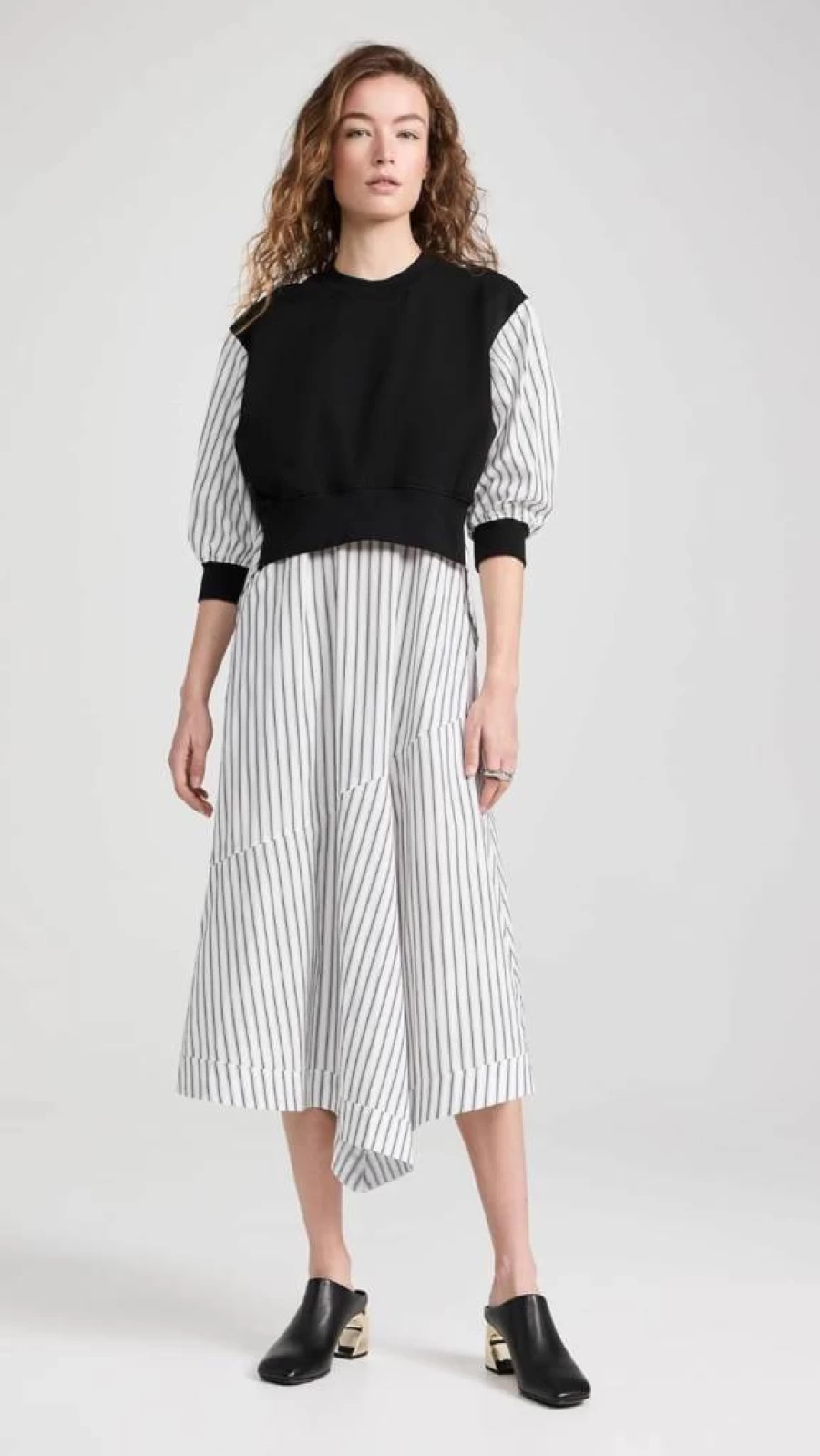 3.1 Phillip Lim Women's Drop Sleeve Sweatshirt Dress - Tear Detail Combo Style