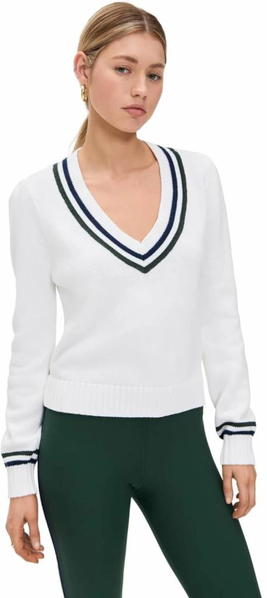 The Upside Women's Sonny V-Neck Knit Sweater - Soft Casual Pullover for Women