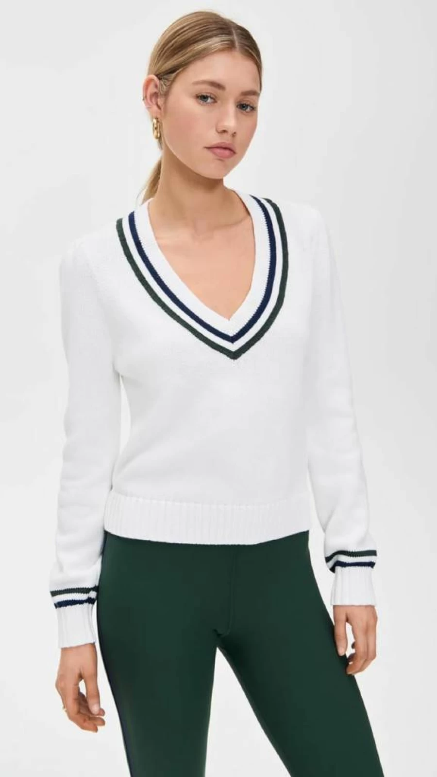 The Upside Women's Sonny V-Neck Knit Sweater - Soft Casual Pullover for Women