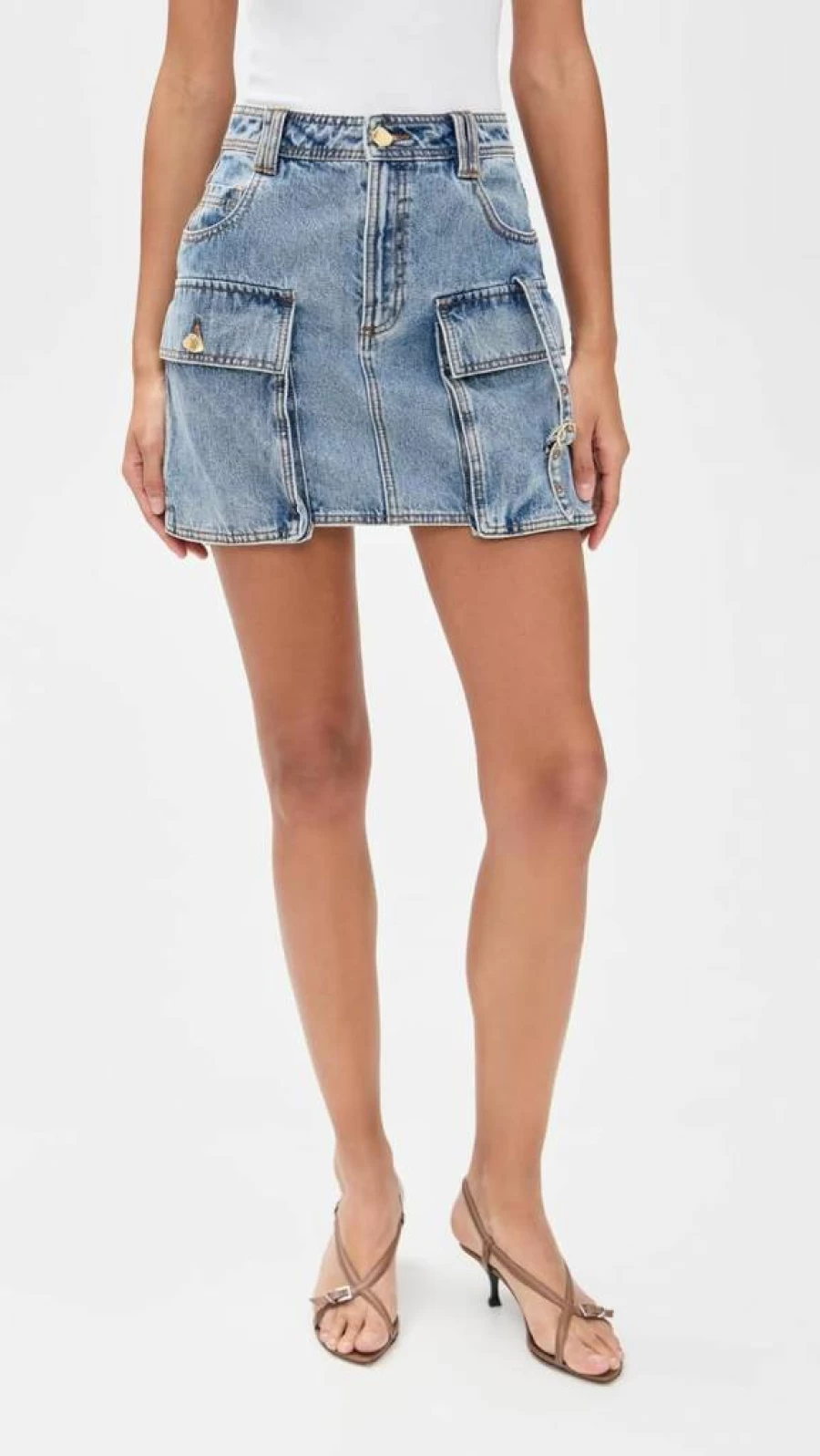 Aje Women's Juno Denim Micro Mini Skirt - High Waisted Stretch Denim Short Skirt for Women