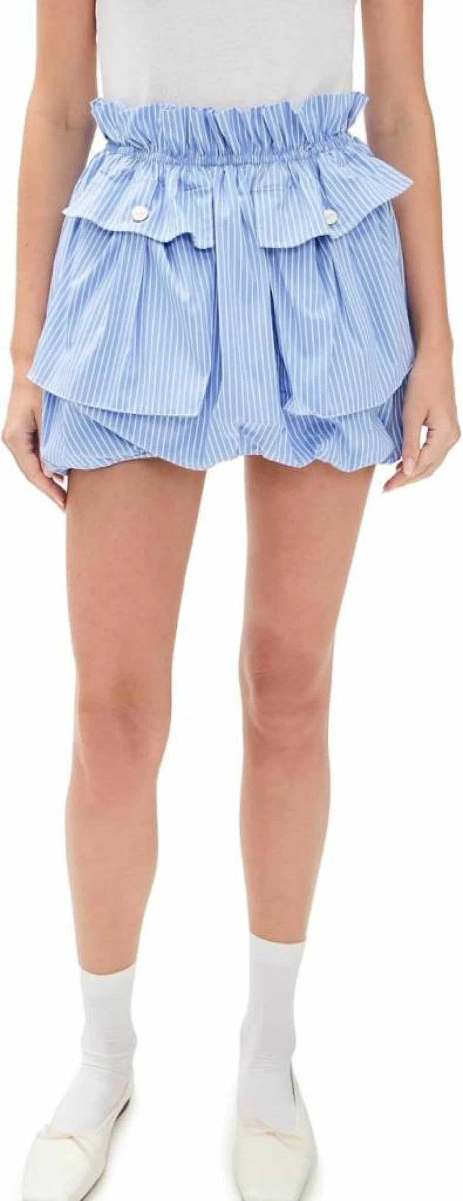 AKNVAS Women's Logan Cotton Poplin Bubble Skirt - Flowy A-Line Midi Skirt for Summer
