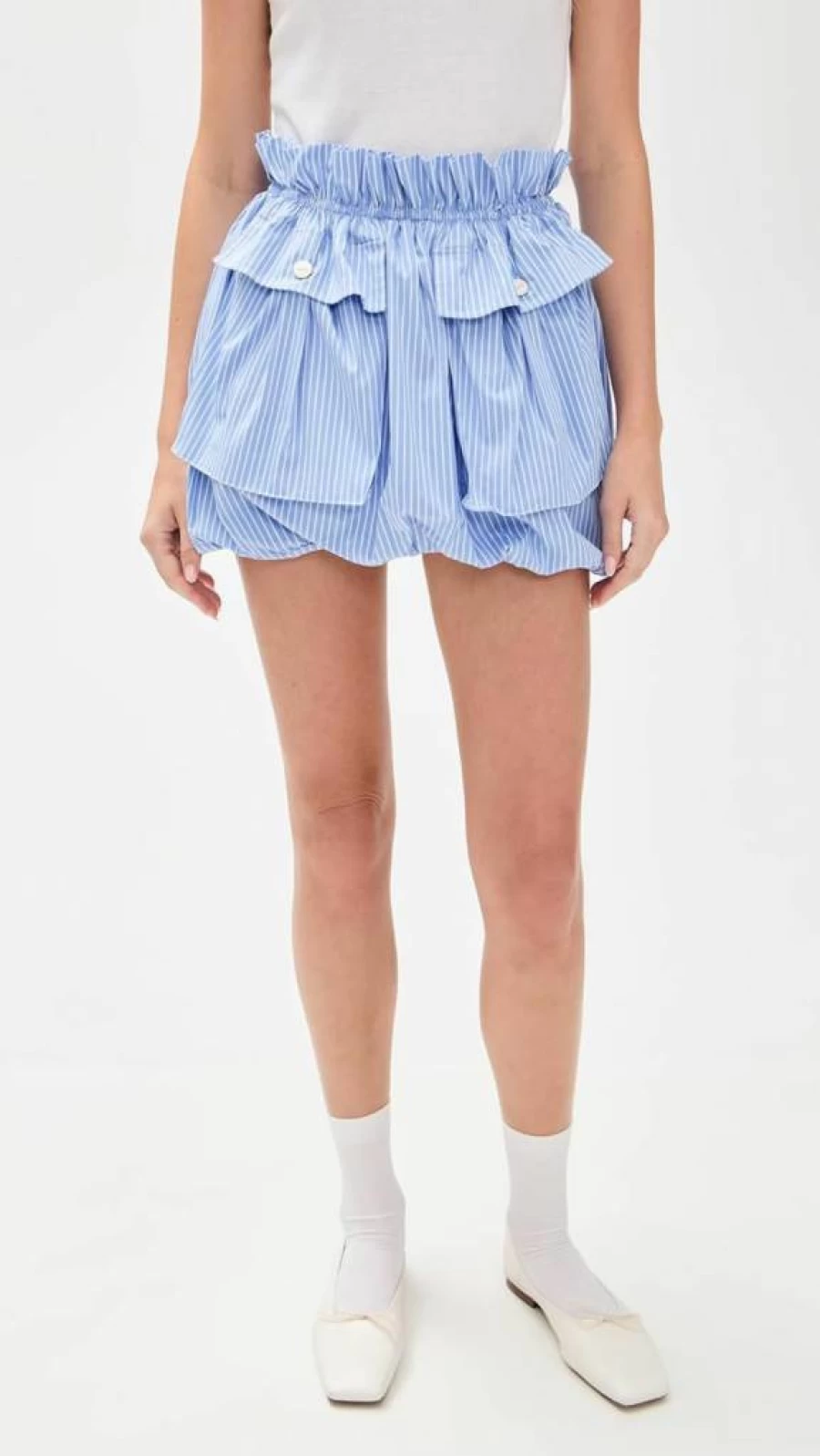 AKNVAS Women's Logan Cotton Poplin Bubble Skirt - Flowy A-Line Midi Skirt for Summer