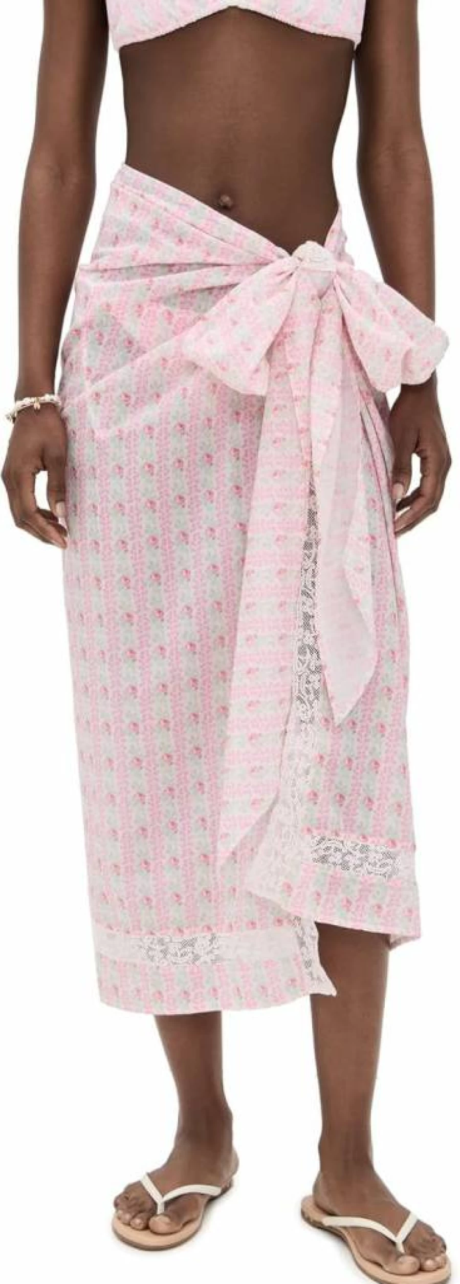 LOVESHACKFANCY Women's Emabella Beach Pareo - Floral Printed Cover-Up Sarong for Summer