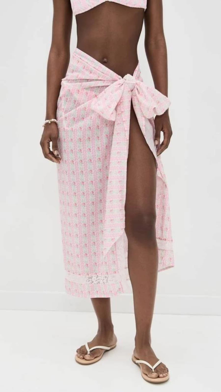 LOVESHACKFANCY Women's Emabella Beach Pareo - Floral Printed Cover-Up Sarong for Summer