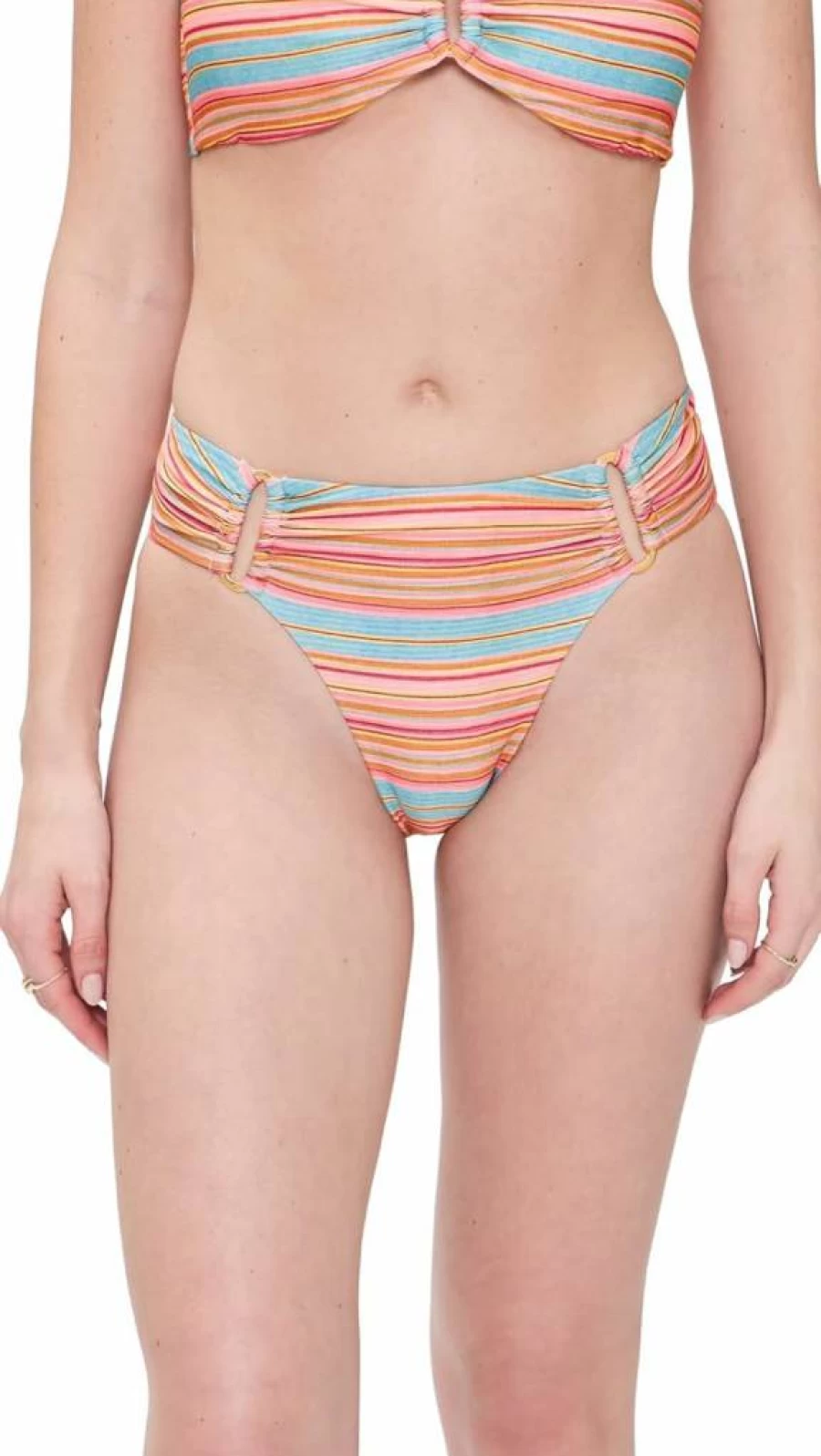 PQ Swim Women's Fanned Bikini Bottoms - High Waisted Beach Swimwear