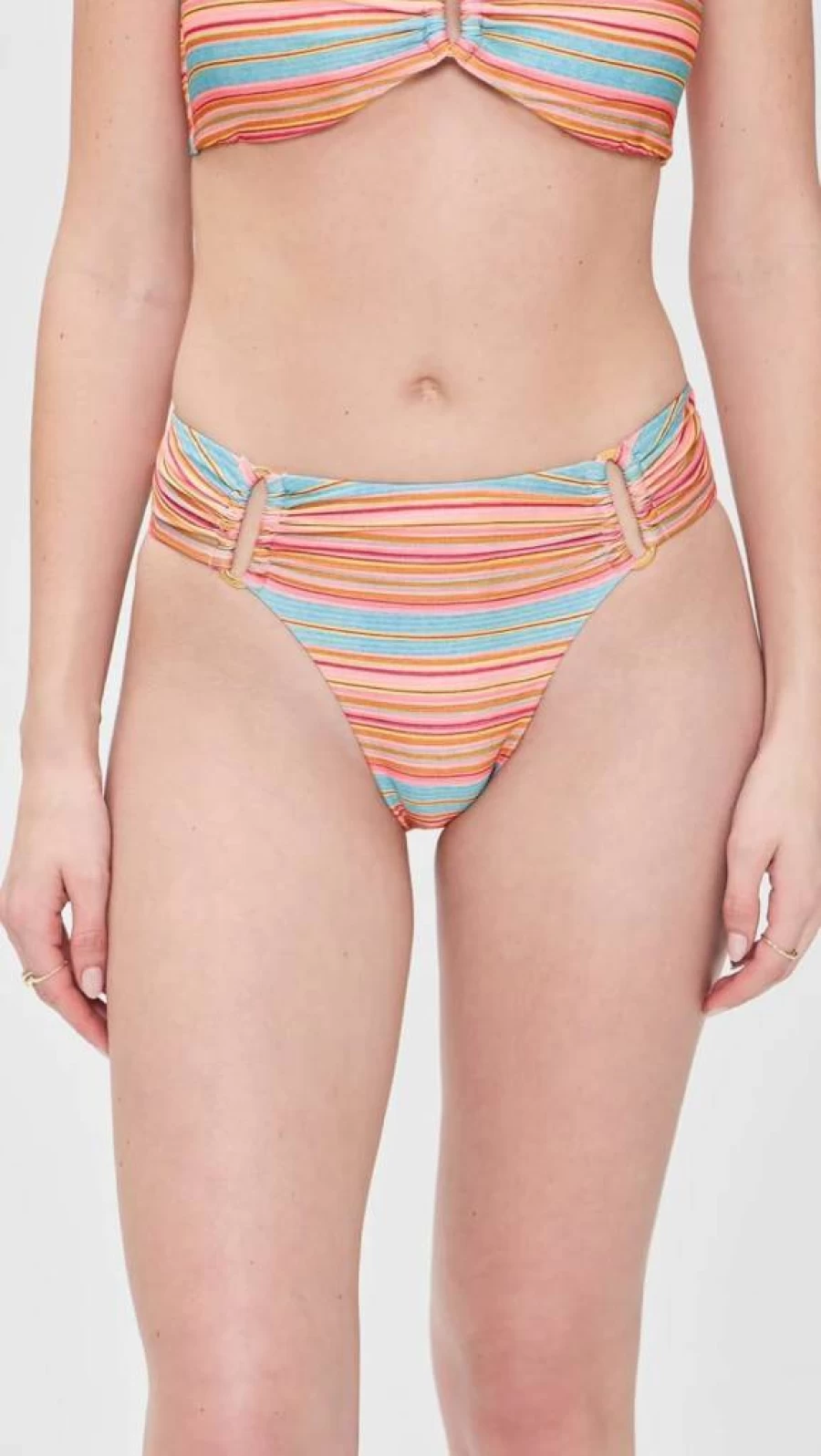 PQ Swim Women's Fanned Bikini Bottoms - High Waisted Beach Swimwear