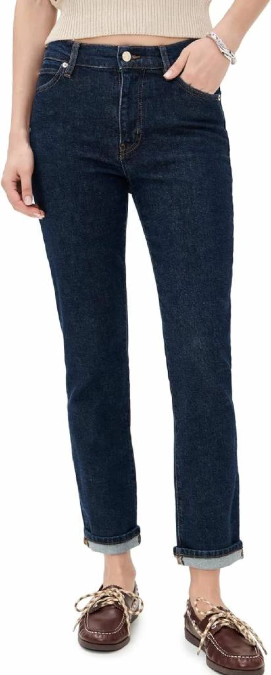 FRAME Women's The Borrowed Jeans - High-Waisted Distressed Denim