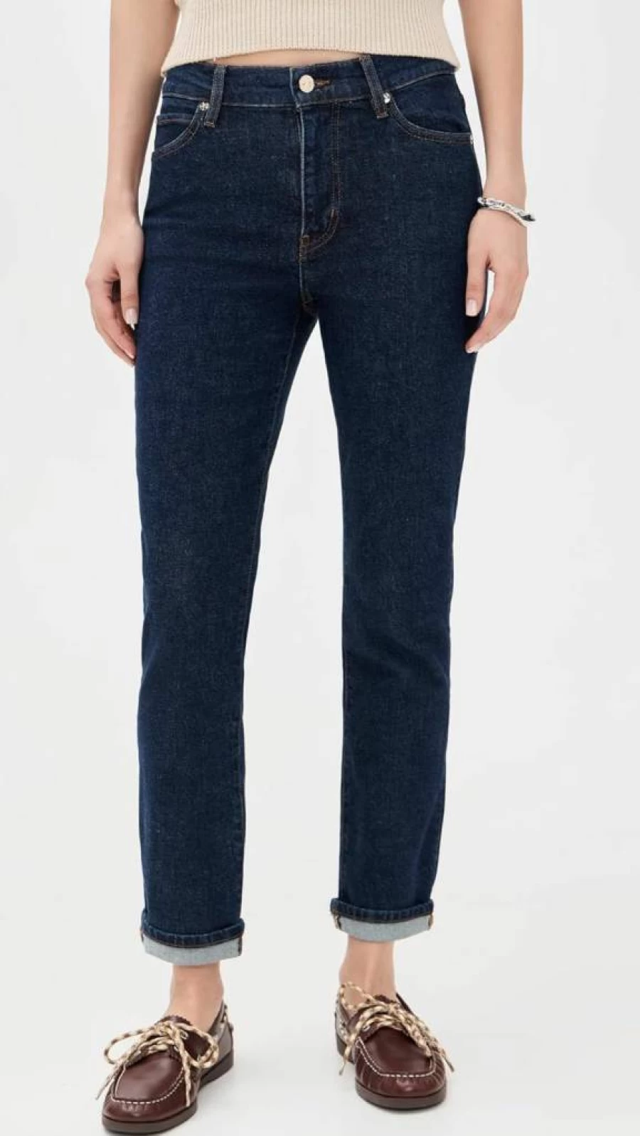 FRAME Women's The Borrowed Jeans - High-Waisted Distressed Denim