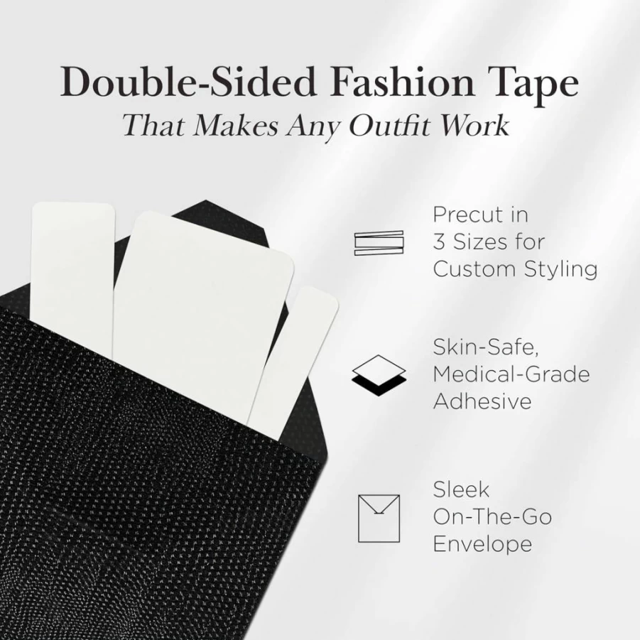 Nippies Stylin' 32-Piece Double-Sided Fashion Tape - Skin-Safe Body Adhesive for Clothing, Invisible Hold for Versatile Outfits & Secure Fabric Tape