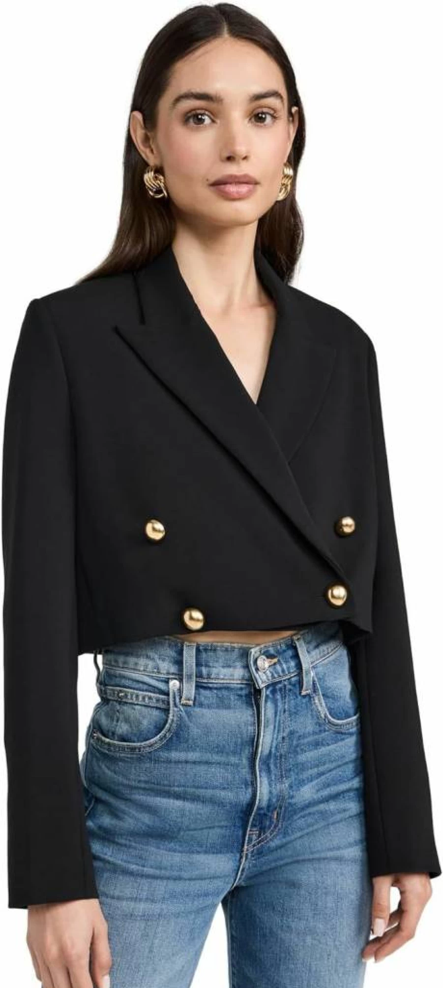 Black Halo Women's Hugo Cropped Blazer Jacket - Classic Tailored Fit for Office & Evening Wear