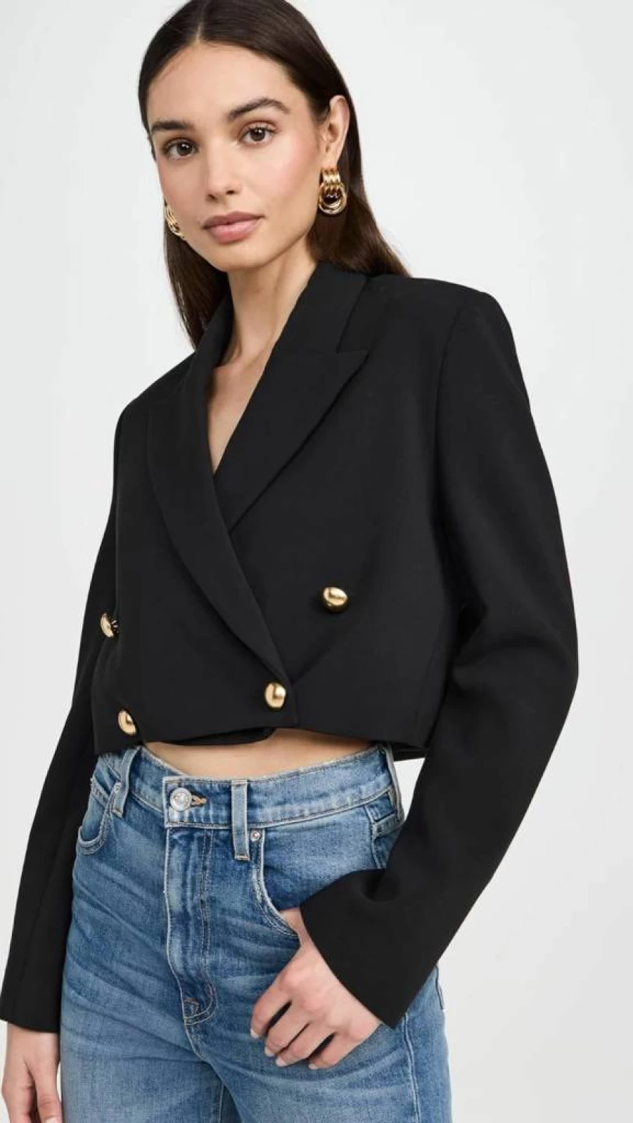 Black Halo Women's Hugo Cropped Blazer Jacket - Classic Tailored Fit for Office & Evening Wear