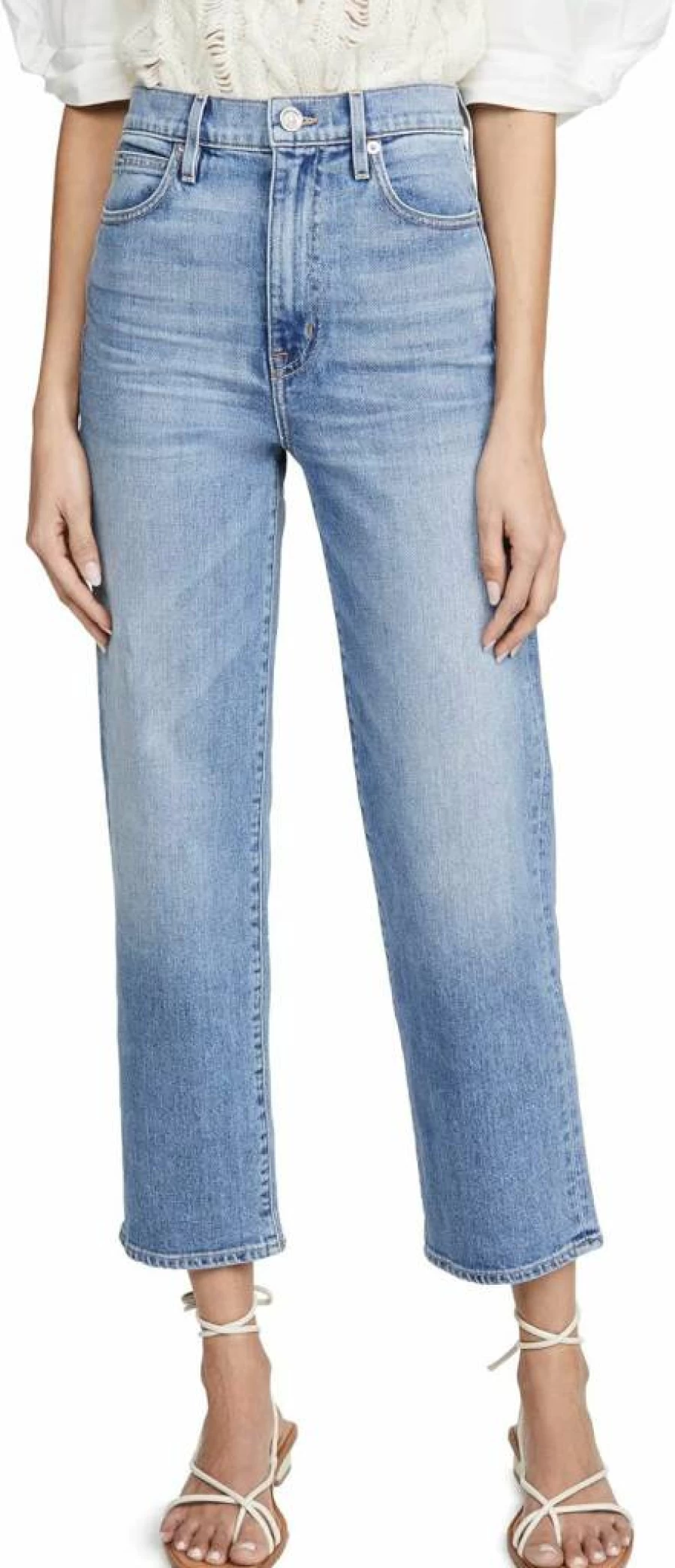 SLVRLAKE Women's High-Rise London Crop Jeans - Slim Fit Stretch Denim Ankle Length
