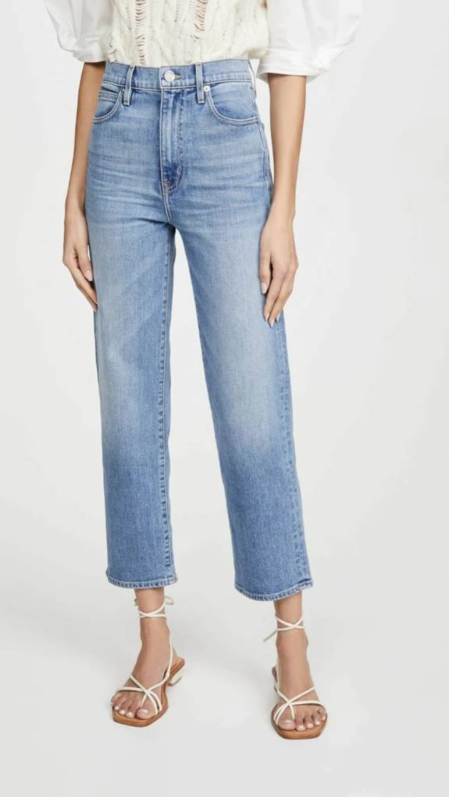 SLVRLAKE Women's High-Rise London Crop Jeans - Slim Fit Stretch Denim Ankle Length