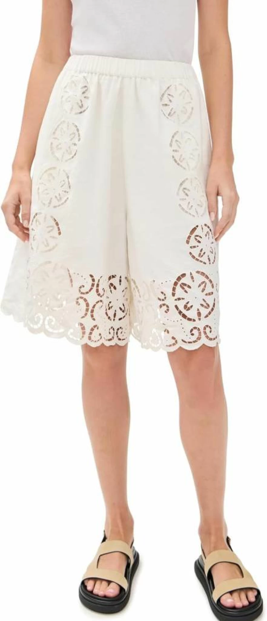 Sea Women's Dahlia Eyelet Denim Shorts - High Waist Summer Casual Shorts