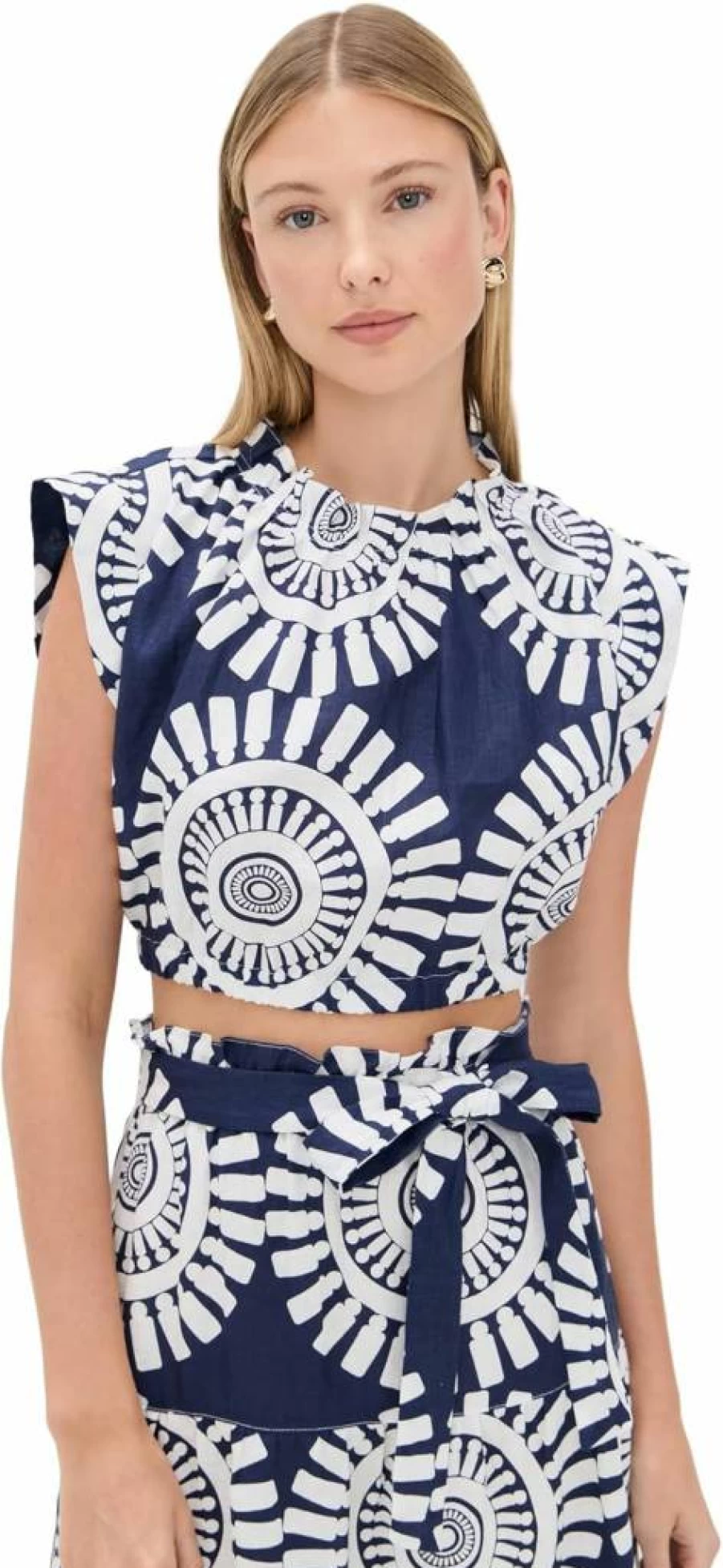 lemlem Women's Muna Ruched Crop Top - Stylish Stretch Fit Summer T-Shirt