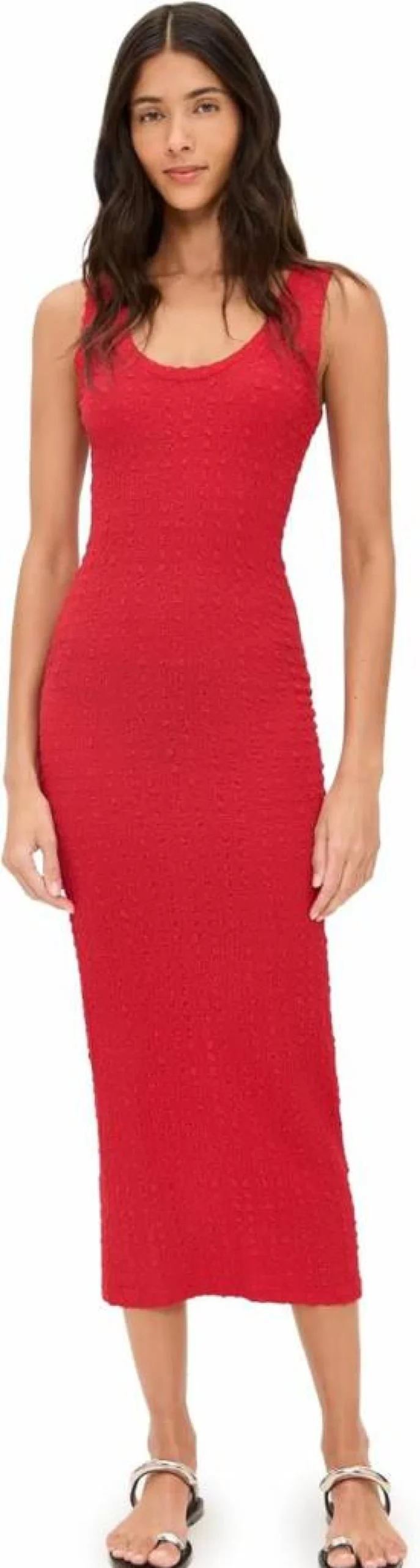 Enza Costa Women's Stylish Puckered Sleeveless Tank Dress for Casual Wear
