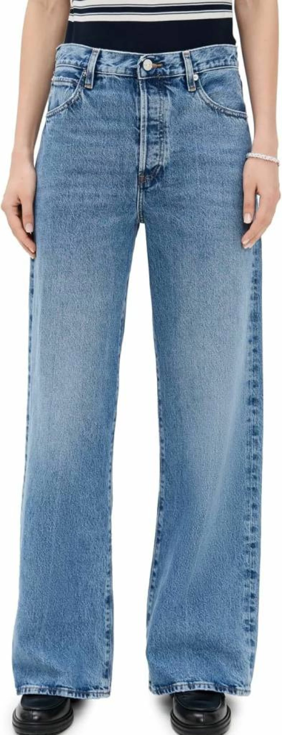 FRAME Women's Loose Fit High-Waisted Distressed Denim Jeans