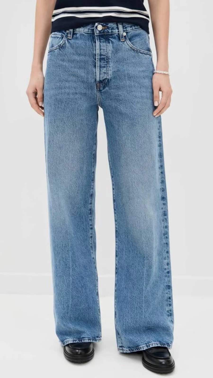 FRAME Women's Loose Fit High-Waisted Distressed Denim Jeans