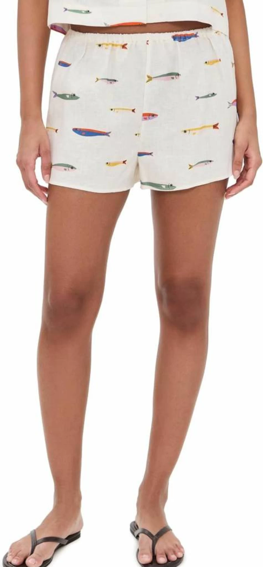 STAUD Women's Linen Paddle Shorts - High-Waisted Summer Casual Shorts