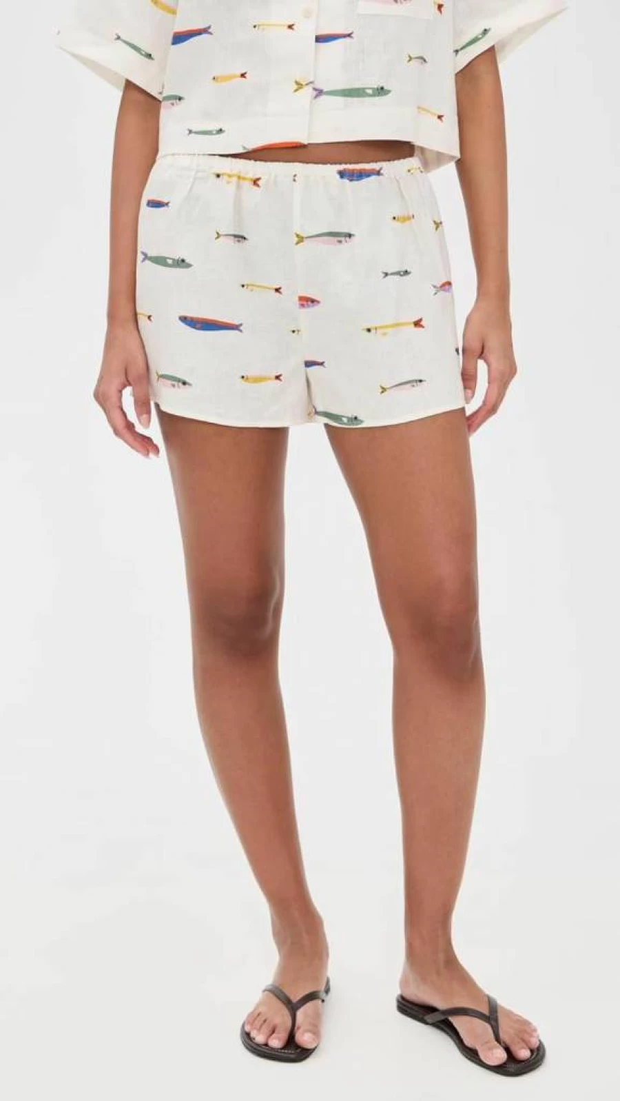 STAUD Women's Linen Paddle Shorts - High-Waisted Summer Casual Shorts