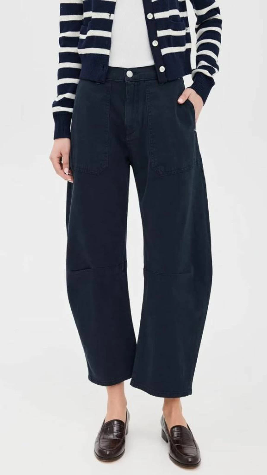 DL1961 Women's Billie Barrel Jogger Pants - High Waisted Comfort Fit Stretch Denim