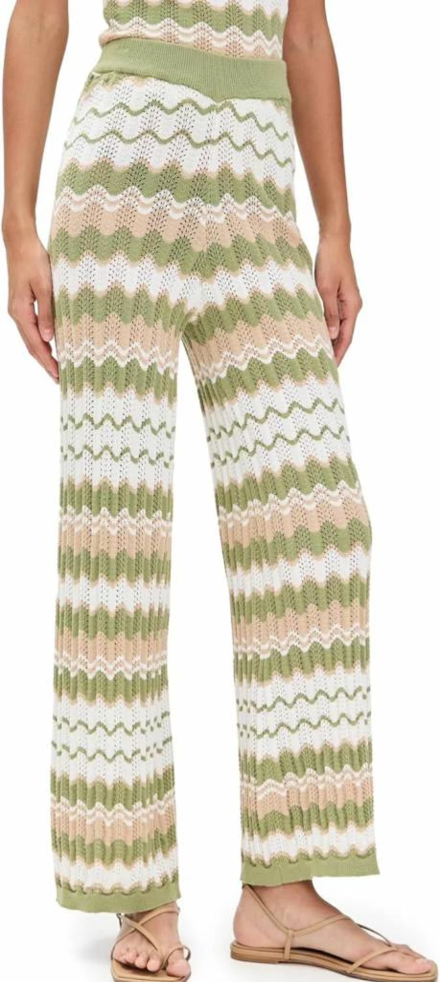 MINKPINK Women's Melody High-Waist Knit Pants - Soft Stretch Comfort Fit Casual Trousers