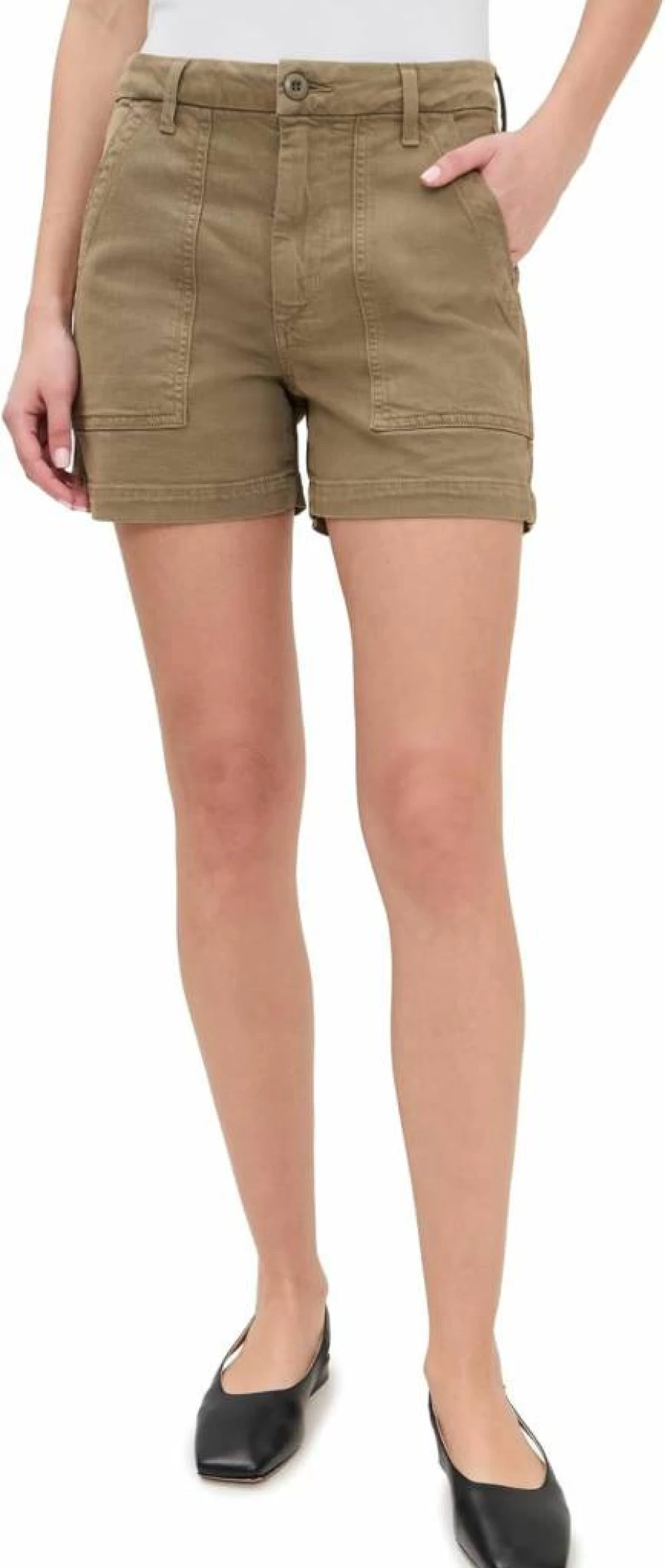 AMO Women's Casual Army Green Shorts - Comfortable High-Waist Summer Shorts for Women