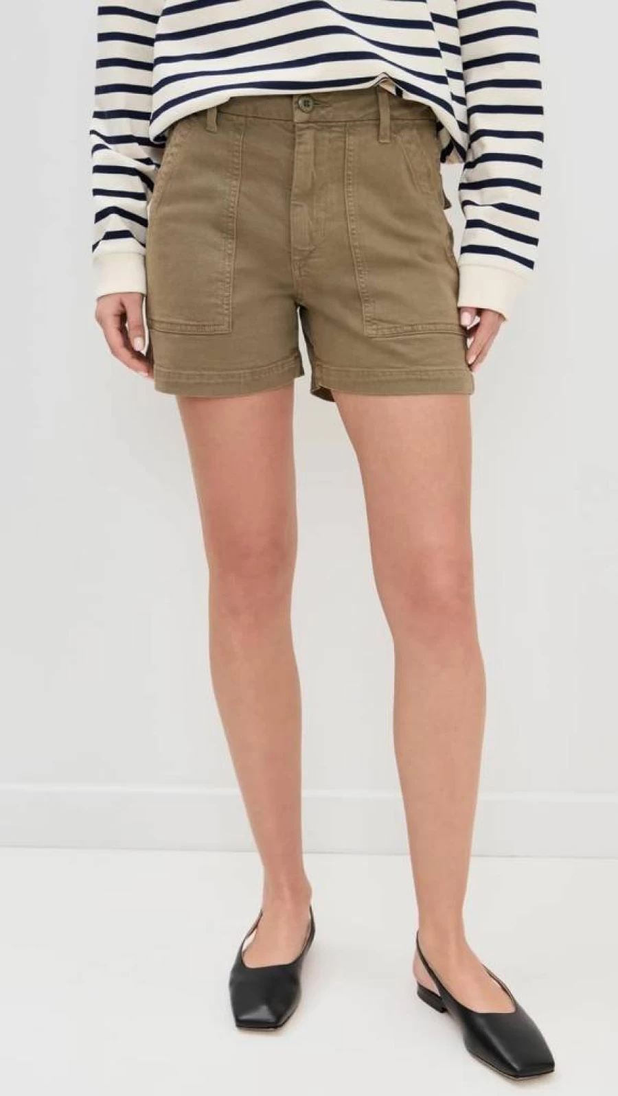 AMO Women's Casual Army Green Shorts - Comfortable High-Waist Summer Shorts for Women