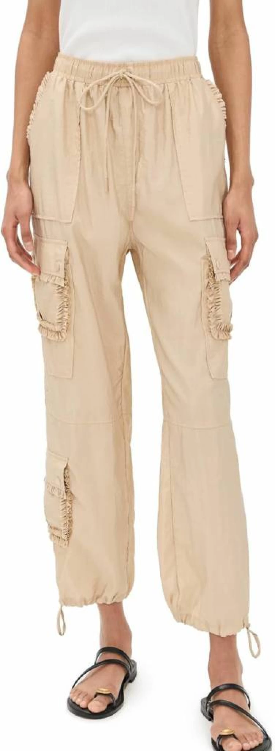 Cinq a Sept Women's Nitsan Parachute Pants with Ruffle Detail - Stylish and Comfortable Bottoms